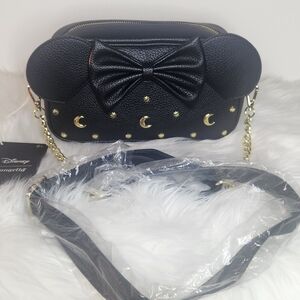 Loungefly Minnie Mouse Ears Black Crossbody With Moons